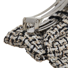 シャネル ココマーク リボン バレッタ ホワイト ブラック ツイード レディース CHANEL 【中古】