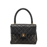 シャネル マトラッセ ココマーク ハンドバッグ トップハンドル ブラック ラムスキン レディース CHANEL 【中古】