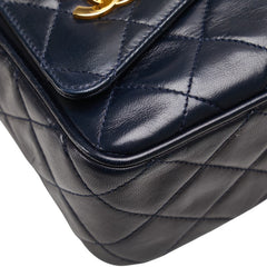シャネル マトラッセ ココマーク フリンジ チェーン ショルダーバッグ ネイビー ラムスキン レディース CHANEL 【中古】