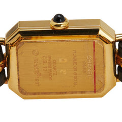 シャネル プルミエールM 腕時計 クオーツ ブラック文字盤 メッキ レザー レディース CHANEL 【中古】