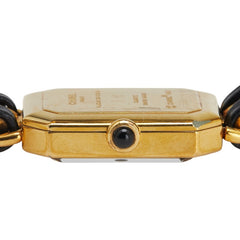 シャネル プルミエールXL 腕時計 クオーツ ブラック文字盤 メッキ レザー レディース CHANEL 【中古】
