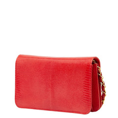 シャネル ココマーク プッシュロック チェーン ショルダーバッグ レッド リザード レディース CHANEL 【中古】