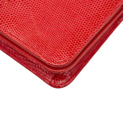 シャネル ココマーク プッシュロック チェーン ショルダーバッグ レッド リザード レディース CHANEL 【中古】