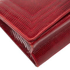 シャネル ココマーク チェーン ショルダーバッグ レッド リザード レディース CHANEL 【中古】