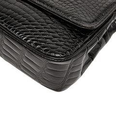 シャネル ココマーク クロコ型押し チェーン ショルダーバッグ ブラック パテントレザー レディース CHANEL 【中古】