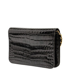 シャネル ココマーク チェーン ショルダーバッグ ブラック クロコダイル レディース CHANEL 【中古】