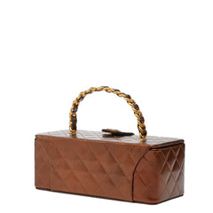 シャネル ココマーク マトラッセ バニティバッグ チェーン ハンドバッグ ブラウン パテントレザー レディース CHANEL 【中古】