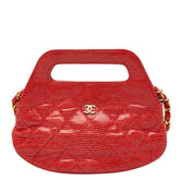 シャネル ココマーク マトラッセ チェーンショルダーバッグ ミニハンドバッグ 2WAY レッド リザード レディース CHANEL 【中古】