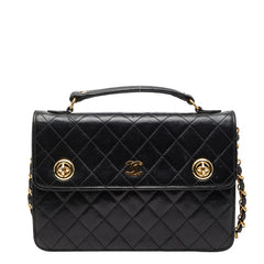 シャネル ココマーク マトラッセ チェーンショルダーバッグ ブラック ラムスキン レディース CHANEL 【中古】