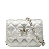 シャネル ミニマトラッセ ココマーク チェーン ショルダーバッグ ポシェット シルバー レザー レディース CHANEL 【中古】
