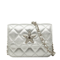 シャネル ミニマトラッセ ココマーク チェーン ショルダーバッグ ポシェット シルバー レザー レディース CHANEL 【中古】