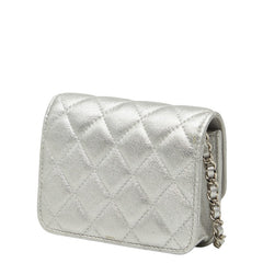 シャネル ミニマトラッセ ココマーク チェーン ショルダーバッグ ポシェット シルバー レザー レディース CHANEL 【中古】