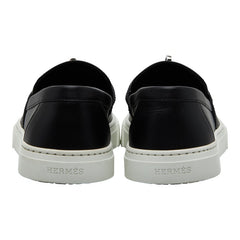 エルメス ゲーム スニーカー スリッポン サイズ:37.5 ブラック ホワイト レザー レディース HERMES 【中古】