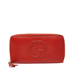 グッチ ソーホー ラウンドファスナー 長財布 308004 レッド レザー レディース GUCCI 【中古】