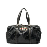 グッチ シェリーライン インターロッキングG トートバッグ 170010 ブラック エナメル レザー レディース GUCCI 【中古】