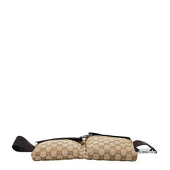 グッチ GGキャンバス ウエストバッグ ボディバッグ 28566 ベージュ ブラウン キャンバス レザー レディース GUCCI 【中古】