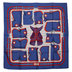 エルメス カレ90 Camails スカーフ ブルー マルチカラー シルク レディース HERMES 【中古】