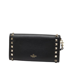 ヴァレンティノ ロックスタッズ 長財布 ブラック レザー レディース VALENTINO 【中古】