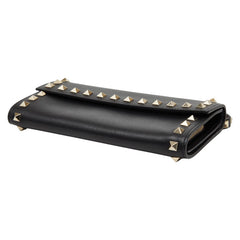 ヴァレンティノ ロックスタッズ 長財布 ブラック レザー レディース VALENTINO 【中古】