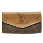 ルイ ヴィトン モノグラム ジャイアント リバース ポルトフォイユ サラ 長財布 M80726 ブラウン PVC レザー レディース LOUIS VUITTON 【中古】