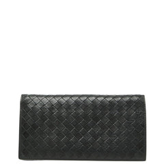 ボッテガヴェネタ イントレチャート 二つ折り 長財布 ブラック レザー レディース BOTTEGAVENETA 【中古】