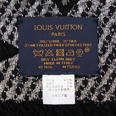 ルイ ヴィトン エシャルプ ロゴマニア シャイン マフラー M75833 ノワール ブラック ウール シルク レディース LOUIS VUITTON 【中古】