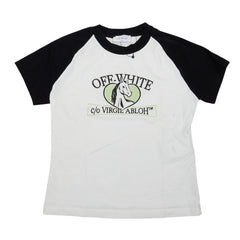 オフホワイト ヴァージル アブロー ホース ビルボード ラグラン 半袖 Tシャツ カットソー サイズ XS ホワイト ブラック コットン レディース OFF-WHITE 【中古】