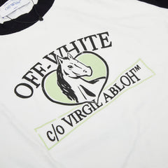 オフホワイト ヴァージル アブロー ホース ビルボード ラグラン 半袖 Tシャツ カットソー サイズ XS ホワイト ブラック コットン レディース OFF-WHITE 【中古】