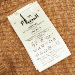 フェンディ ズッカ FFロゴ ニット リブ タイト ミニ スカート サイズ 38 ベージュ キャメル ポリウレタン カシミア レディース FENDI 【中古】