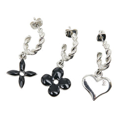 ルイ ヴィトン ブックル ドレイユ スウィート モノグラム ピアス 3点セット M65677 シルバー ブラック メタル レディース LOUIS VUITTON 【中古】