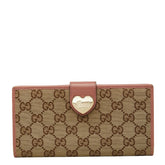 グッチ GGキャンバス ハート 長財布 203550 ベージュ ピンク キャンバス レザー レディース GUCCI 【中古】