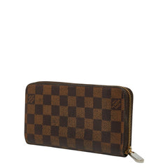 ルイ ヴィトン ダミエ ジッピーウォレット ラウンドファスナー 長財布 N60015 ブラウン PVC レディース LOUIS VUITTON 【中古】