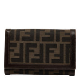 フェンディ ズッカ 二つ折り財布 2266 31052 008 ブラウン キャンバス レザー レディース FENDI 【中古】