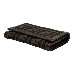 フェンディ ズッカ 二つ折り財布 2266 31052 008 ブラウン キャンバス レザー レディース FENDI 【中古】