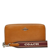 コーチ ロゴ ロング ジップ アラウンド ウォレット 長財布 ペニーマルチ ブラウン レザー レディース COACH 【中古】