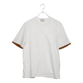 エルメス セリエ 袖ライン カットソー 半袖Tシャツ クルーネック 丸首 サイズM ホワイト ブラウン コットン メンズ HERMES 【中古】