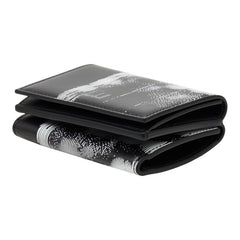 ダンヒル ロゴ 三つ折り財布 ウォレット 折畳み財布 ブラック ホワイト レザー メンズ Dunhill 【中古】
