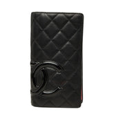 シャネル ココマーク カンボンライン 長財布 ブラック レザー レディース CHANEL 中古