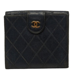 シャネル ココマーク ビコローレ 二つ折り財布 ブラック レザー レディース CHANEL 中古