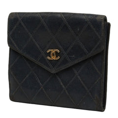 シャネル ココマーク ビコローレ 二つ折り財布 ブラック レザー レディース CHANEL 中古