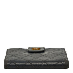 シャネル ココマーク ビコローレ 二つ折り財布 ブラック レザー レディース CHANEL 中古