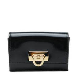 サルヴァトーレフェラガモ カードケース 名刺入れ ブラック レザー レディース Salvatore Ferragamo 中古