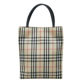 バーバリー ノバチェック ミニトートバッグ ベージュ ブラック ナイロン レザー レディース BURBERRY 中古