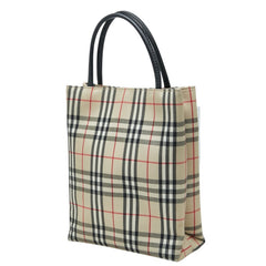バーバリー ノバチェック ミニトートバッグ ベージュ ブラック ナイロン レザー レディース BURBERRY 中古