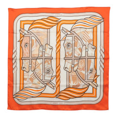 エルメス カレ70 QUADRIGE カドリージュ スカーフ オレンジ マルチカラー シルク レディース HERMES 中古