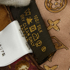 ルイ ヴィトン カレ モノグラム マップ スカーフ 402470 ブラウン系 マルチカラー シルク レディース LOUIS VUITTON 中古