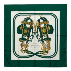 エルメス カレ90 BRIDES de GALA 式典用の馬勒 スカーフ 大判 グリーン マルチカラー シルク レディース HERMES 中古