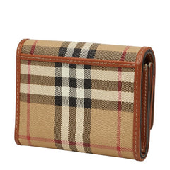 バーバリー ノバチェック 三つ折り財布 8070415 ベージュ PVC レザー レディース BURBERRY 中古