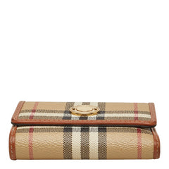 バーバリー ノバチェック 三つ折り財布 8070415 ベージュ PVC レザー レディース BURBERRY 中古