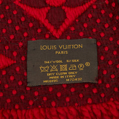 ルイ ヴィトン エシャルプ ロゴマニア マフラー M72432 レッド ウール シルク レディース LOUIS VUITTON 中古